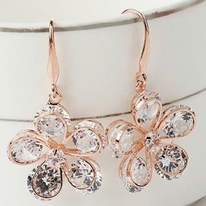 Zircon Petal Flower Hook Earring